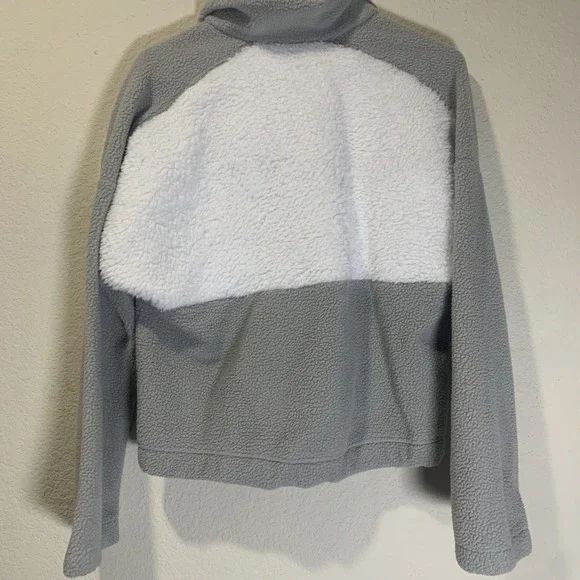 Columbia Womens Sherpa 1/4 Snap Crop Fleece Pullover Tan White Soft Warm Small - Picture 6 of 8